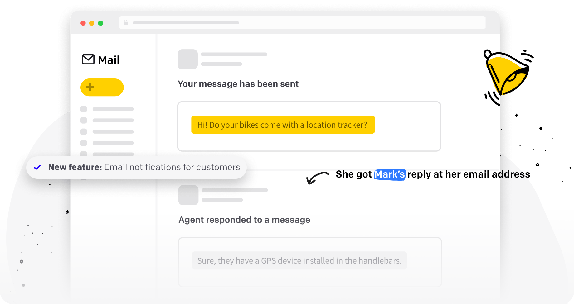 Screen showing Mark's reply at Eve's email address